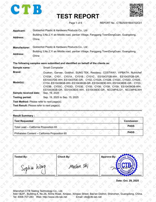 California Proposition 65 — Heavy-Metal Compliance — CTB25091904702C01