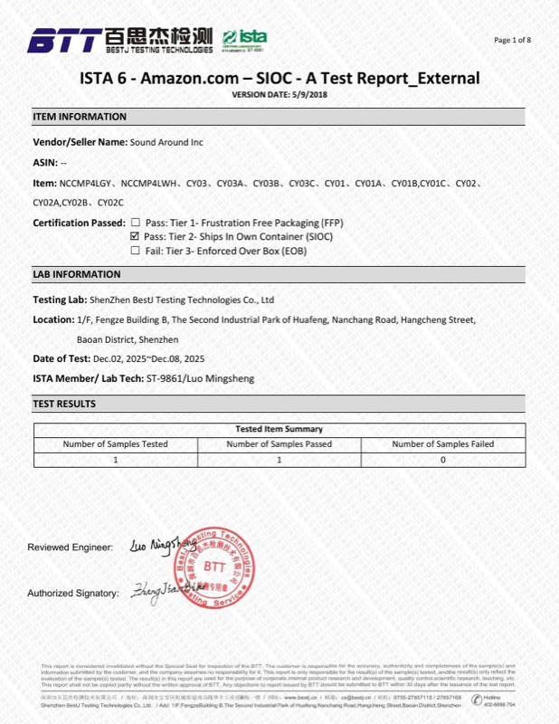 ISTA 6A (Amazon) — Packaging Drop-Test Compliance — BJ-R251202101A-EN